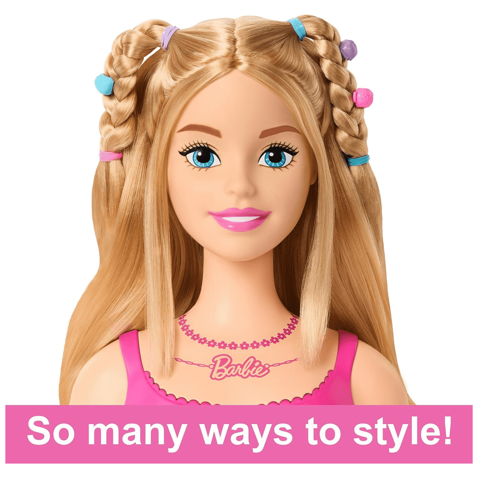 Barbie Doll Styling Head – Blonde Hair with 20 Colorful Accessories (4) Barbie Doll Styling Head – Blonde Hair with 20 Colorful Accessories  Wholesale Kids Hair Styling Toy  Creative Play Doll Head for Salons, Retailers & Gift Stores - Image 4