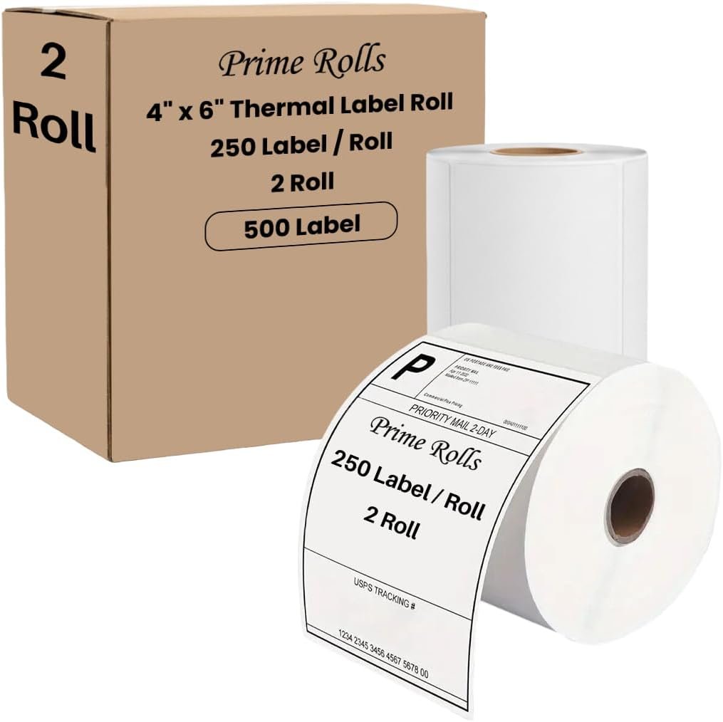 515efnLl8VL._AC_SL1080_ 4x6 Direct Thermal Labels – 2 Roll Pack (500 Labels Total) Strong Self-Adhesive, Moisture Resistant – for Zebra, Rollo, Nelko & Compatible Printers (Excludes DYMO) (2 Rolls) - Image 1