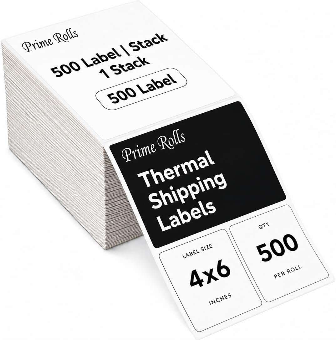 619tsYCZsOL._AC_SL1086_ 4×6 Fanfold Direct Thermal Shipping Labels, Water & Oil Resistant, Strong Adhesive, Perforated – Compatible with Rollo, MUNBYN, Zebra (500, 1 Stack) - Image 1