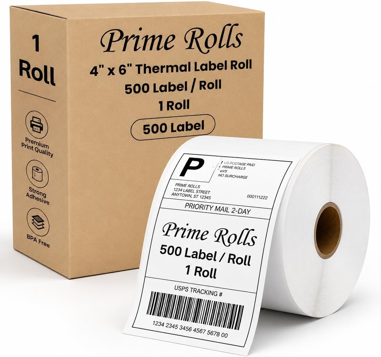 61n9O26F1UL._AC_SL1254_ (1) 4” x 6” Direct Thermal Labels – 500 Labels (1 Roll, 500 per Roll) Water & Oil Resistant, Permanent Adhesive – Compatible with Zebra, Rollo & Similar Printers (Not for DYMO) - Image 1