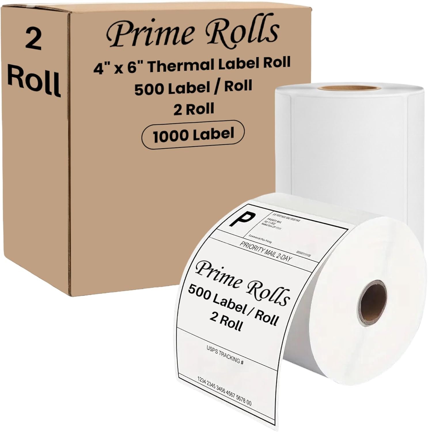 718IEjIU+BL._AC_SL1500_ 4” x 6” Direct Thermal Labels – 1000 Labels (2 Roll, 500 per Roll) Water & Oil Resistant, Permanent Adhesive – Compatible with Zebra, Rollo & Similar Printers (Not for DYMO) (2 Rolls) - Image 1