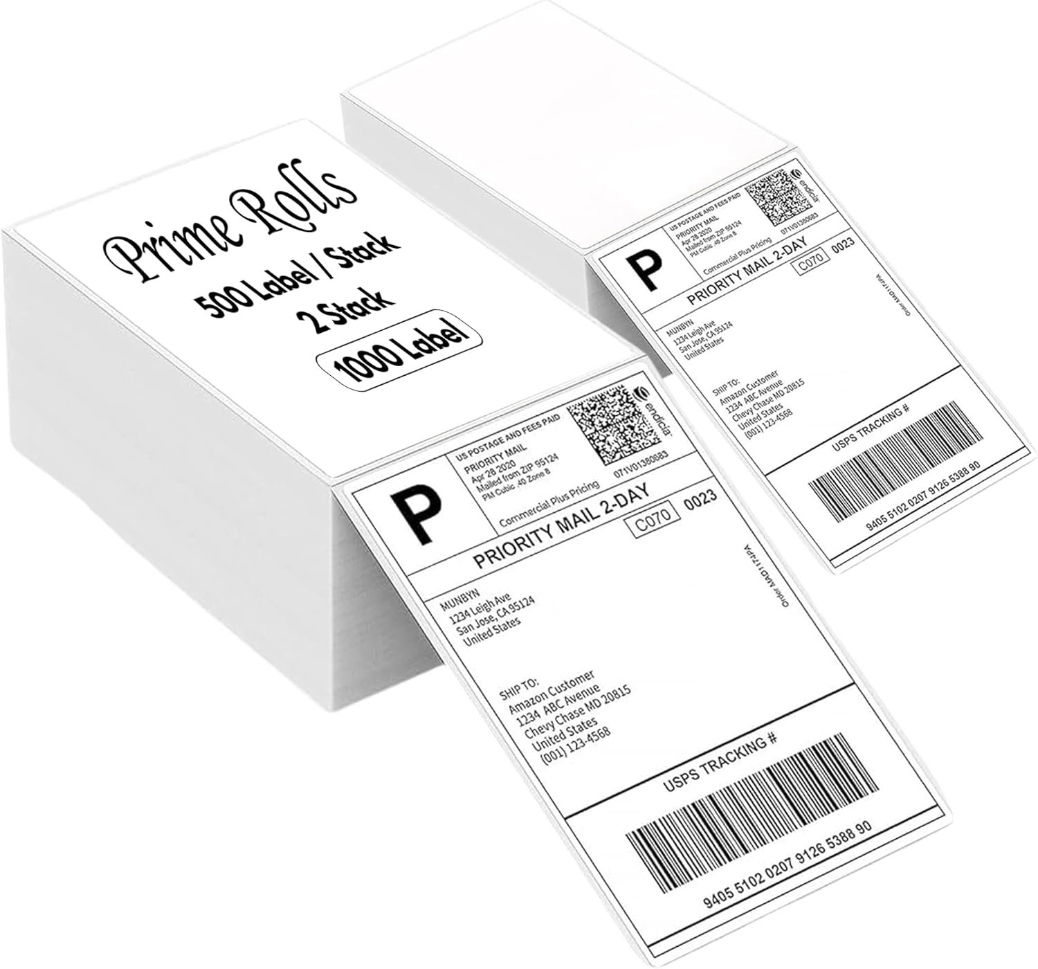 71Hk7tSQO4L._AC_SL1500_ 4×6 Fanfold Direct Thermal Shipping Labels, Water & Oil Resistant, Strong Adhesive, Perforated – Compatible with Rollo, MUNBYN, Zebra (1000, 2 Stacks) - Image 1