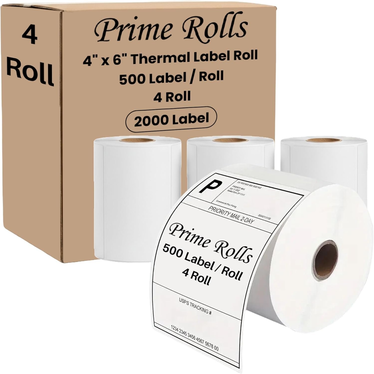 71gEpE+1F2L._AC_SL1500_ 4” x 6” Direct Thermal Labels – 2000 Labels (4 Roll, 500 per Roll) Water & Oil Resistant, Permanent Adhesive – Compatible with Zebra, Rollo & Similar Printers (Not for DYMO) (4 Rolls) - Image 1