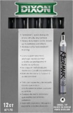 Dixon Industrial RediMark Permanent Markers, Chisel Point, Metal Barrel, Box of 12 Markers, Black - Image 2